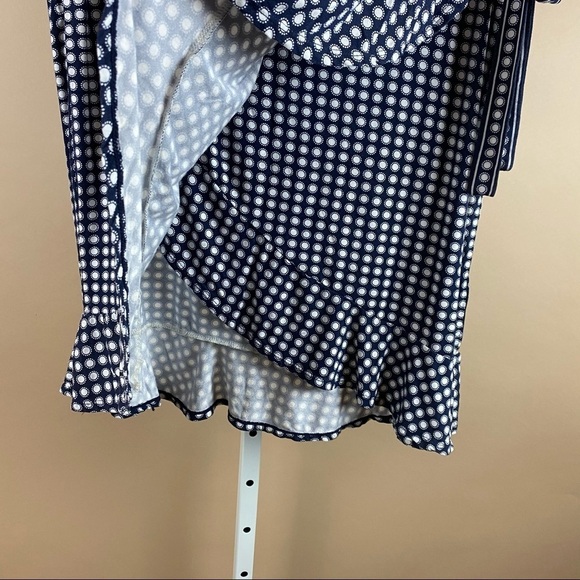 Women’s Max Studio Size 32 Navy Blue Wrap Skirt Mod Retro Ruffle Layered - Picture 2 of 11